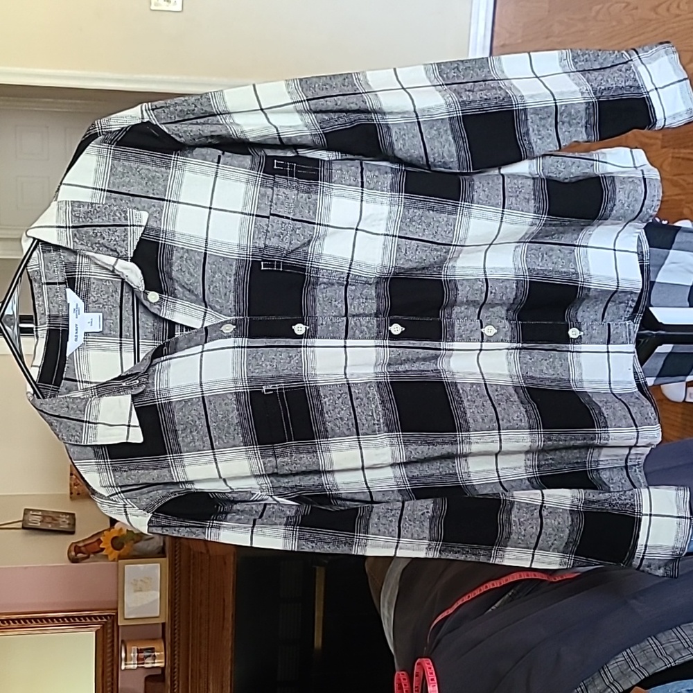 Old Navy Plaid Flannel Boyfriend Shirt Women's Size Large Tall